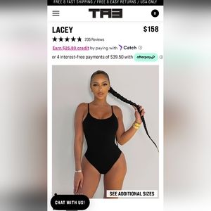 TA3 Lacey Swimsuit, Size Large, Short length torso